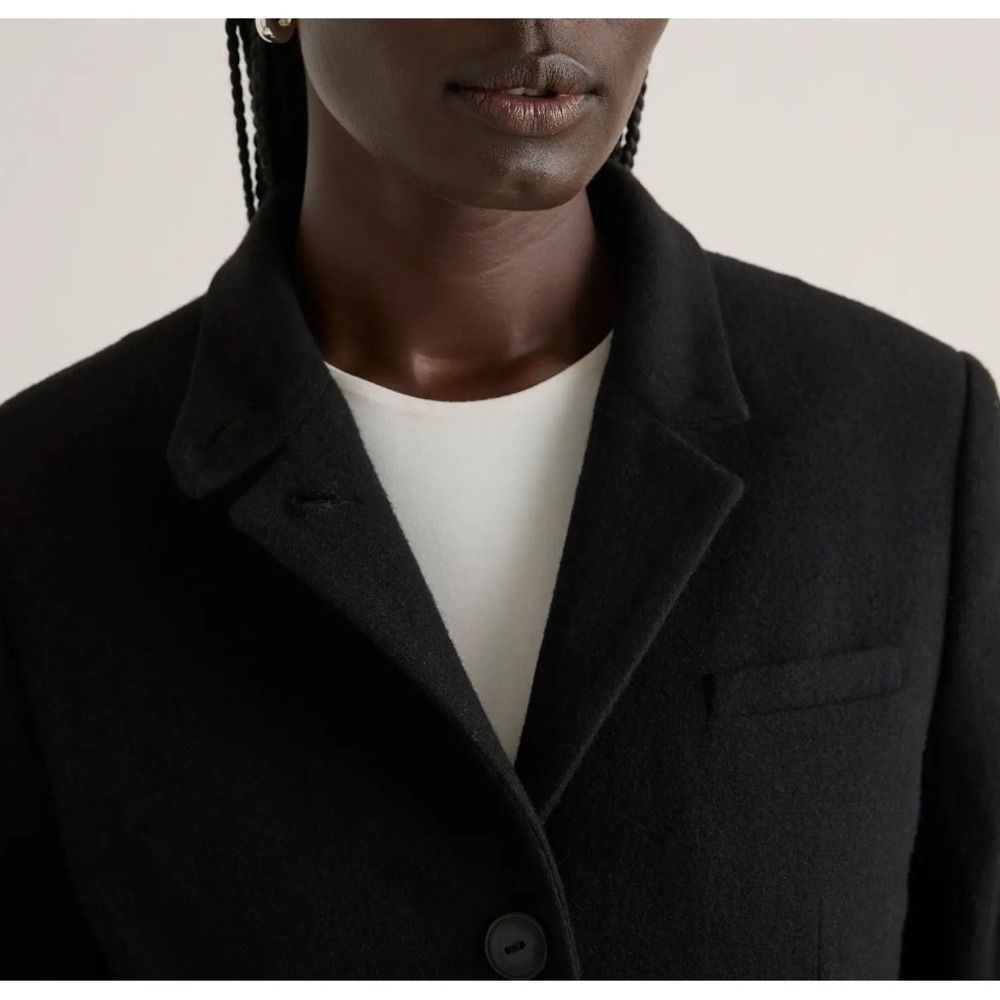Quince Womens XS NWT Italian Wool Stand Collar Blazer Black Preppy Career Solid - Picture 11 of 15